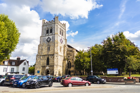 London, United Kingdom - September 15, 2018: View of Waltham Abbey and its surroundings on a clear...