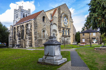 London, United Kingdom - September 15, 2018: View of Waltham Abbey and its surroundings on a clear sunny day.のeditorial素材