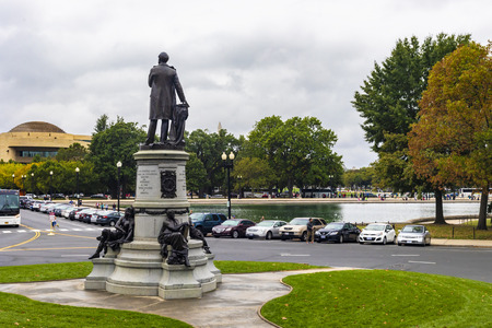 Washington DC, USA - October 12, 2017: View of The Garfield Circle Monument near the Capitol in Washington DC.のeditorial素材