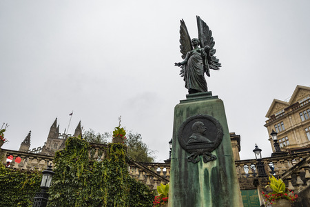 Bath, England - September 22, 2018: View of the Parade Gardens park in the city of Bath in England.のeditorial素材