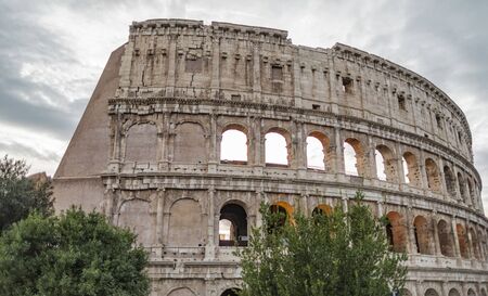 Rome, Italy - October 5 2019: View of the ancient Colosseum with light from sunset.のeditorial素材