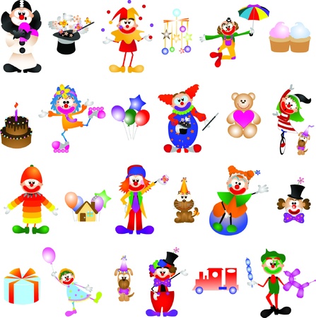 Clown graphic design elements for icons and logosのイラスト素材