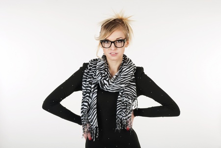 Portrait of a young attractive business woman over white backgroundの写真素材