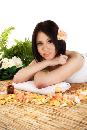 Beautiful young woman in health spaの写真素材