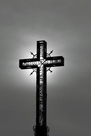 Cross with light passing throughの写真素材