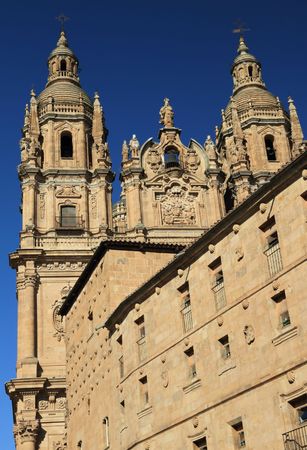 Baroque church La Clercia and Casa de las Conchas , Salamanca, Spainの写真素材