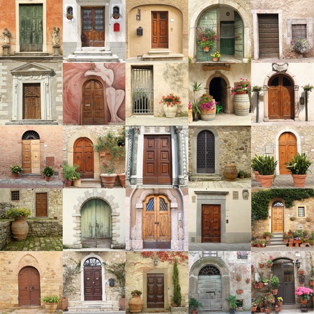collage with retro doors in Italyの写真素材