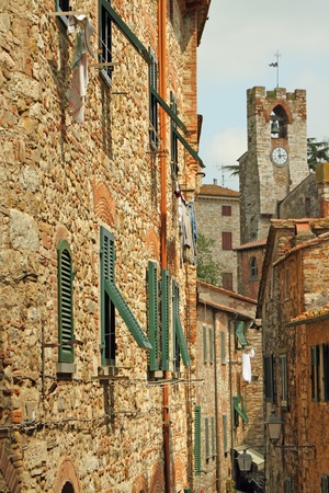 narrow street in antique tuscan village  Suvereto, Italy, Europeの写真素材