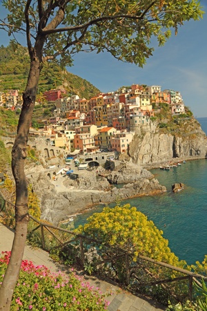 beautiful italian marine village in Cinque Terre region, Manarola, Liguria, Italy, Europeの写真素材