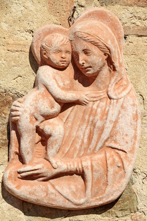Madonna with child - tuscan terracotta decorの写真素材