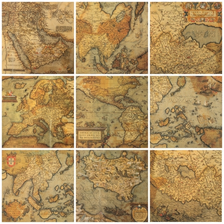 old maps collageの写真素材