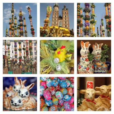 easter tradition in Krakow, Poland - collage の写真素材