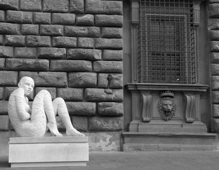 FLORENCE - JULY 5  Sculpture IN-CINTA by Italian artist Rabarama during ï¿½ANTICOnformeï¿½ exhibition on July 5, 2011 in Florence  Rabarama, sculptor, works on the representation of the body  のeditorial素材