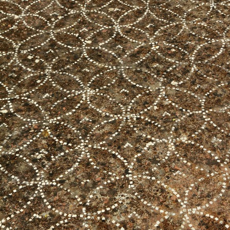 detail of antique ornamental floor, Paestum   Poseidonia   temples in  Capaccio, Italy