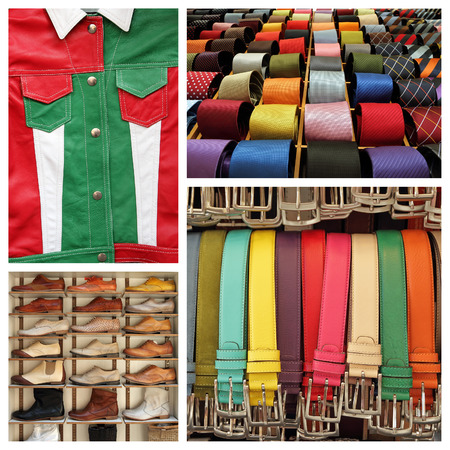 italian fashion collage - images from Mercato Centrale di San Lorenzo in Florenceの写真素材