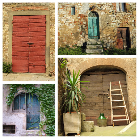 colorful country doors collage の写真素材