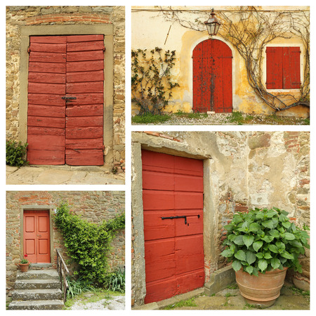 red country doors collage , Italyの写真素材