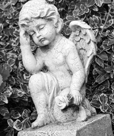 angel with flower in hand - cemetery sculptureの写真素材