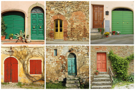 italian doors collageの写真素材