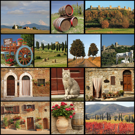 tuscan lifestyle collage, Italy, Europeのeditorial素材