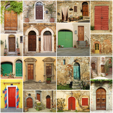 italian doorways collageの写真素材