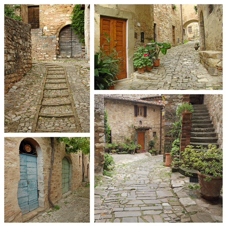 italian old street  collageのeditorial素材