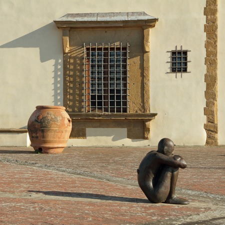 FLORENCE, ITALY - JUNE 20: Sculpture from Critical Mass Entitled installation by British artist Antony Gormley located in Forte di Belvedere during the exhibition Human in Florence, Italy, 2015.のeditorial素材