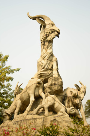 The statue of five Rams in Guangzhou Yuexiu parkの写真素材