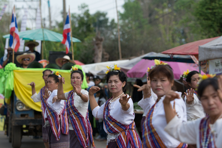 CHIANGRAI,THAILAND - MAY 15 :Parade of Thai people in Rocket festival 'Boon Bang Fai Lannaâ The celebration for plentiful rains during the rice plant season,on May 15,2016 Wiang Chiang Rung district,Chiang rai ,Thailandのeditorial素材