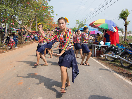 CHIANGRAI,THAILAND - MAY 15 :Parade of Thai people in Rocket festival 'Boon Bang Fai Lannaâ The celebration for plentiful rains during the rice plant season,on May 15,2016 Wiang Chiang Rung district,Chiang rai ,Thailandのeditorial素材