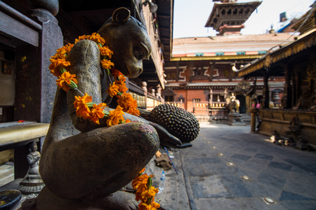 Kathmandu,Nepal -October 16,2018 : Hiranya varna mahavihar(Golden temple) is situated within the world heritage zone of Latipur (Patan)のeditorial素材