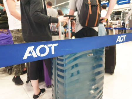 BANGKOK - FEBRUARY  07 2020 : Suvarnabhumi Airport AOT Airports of Thailand Public Company Limited...