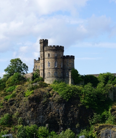 EDINBURGH, UK - JULY 18 2015: The historic Governor's House, a remnant of the early 19th-century former Calton Gaol designed by Archibald Elliot, sits atop the ridge of Calton Hill in Edinburgh, Scotland.のeditorial素材