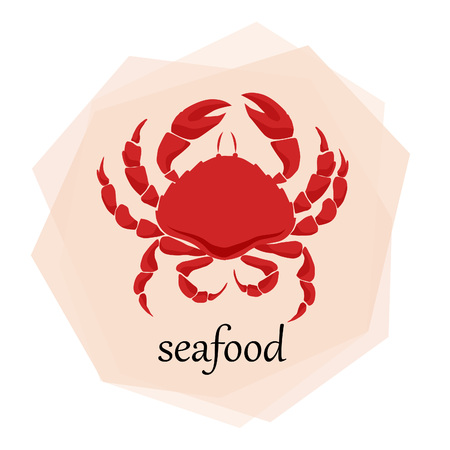 red crab on an abstract background and inscription seafoodのイラスト素材