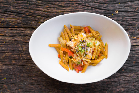 Penne With Cheese And Fresh Tomatoesの写真素材