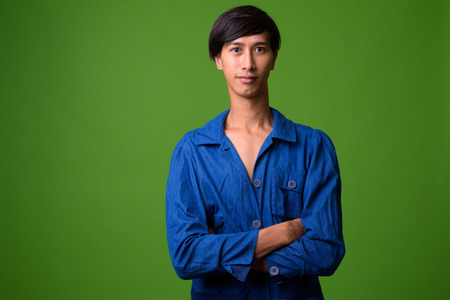 Young Asian businessman wearing blue shirtの写真素材