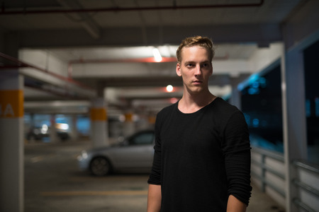 Young Handsome Man Outdoors At Night