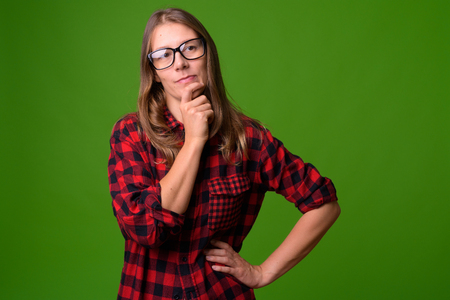 Young beautiful hipster womanの写真素材