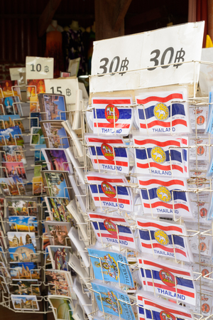 AYUTTHAYA , THAILAND - JUNE 18 2017: Postcards for sale at temple Wat Yai Chai Mongkhon at ancient Thailand capitalのeditorial素材