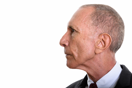 Close up profile view of senior businessmanの写真素材