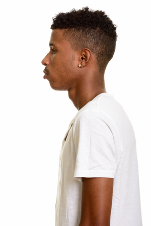 Profile view of young handsome African manの写真素材