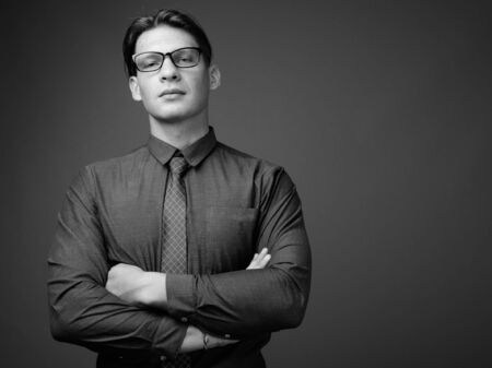 Studio shot of businessman shot in black and white