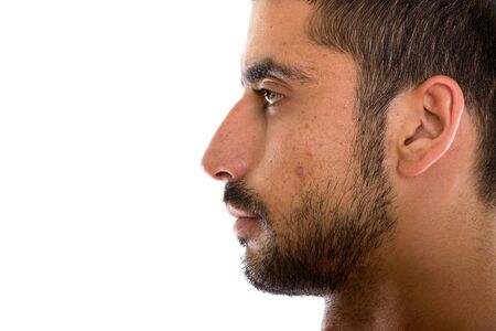 Close up profile view of young Persian manの写真素材