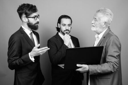Portrait of multi ethnic bearded businessmen together