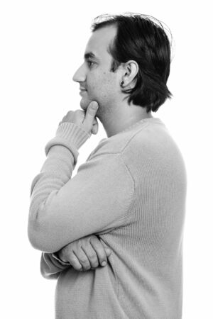 Profile view of Persian man in black and whiteの写真素材