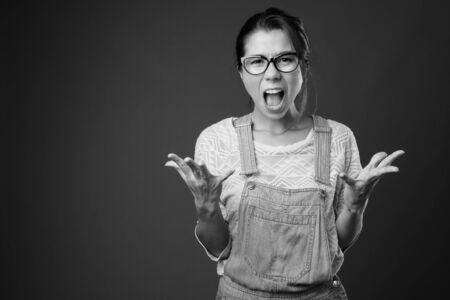 Portrait of beautiful multi ethnic woman with short hairの写真素材