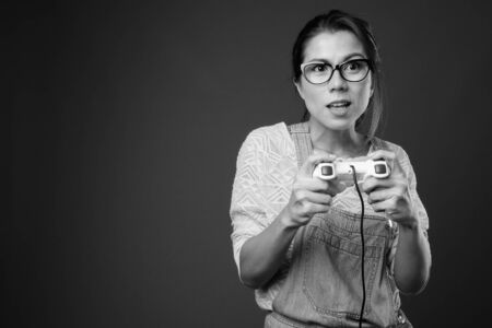 Portrait of beautiful multi ethnic woman with short hairの写真素材