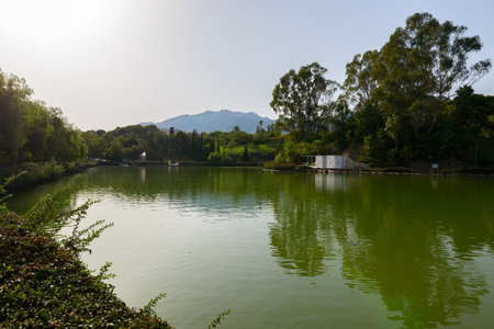 Beautiful view of the lake as peaceful nature landscape in Spainのeditorial素材