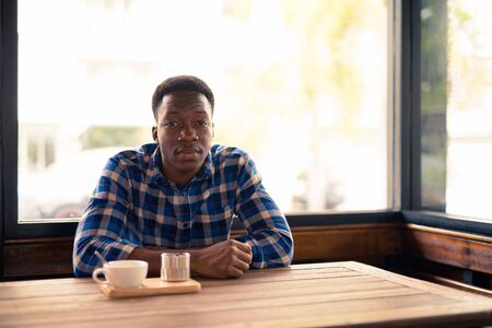 Young handsome African man exploring the cityの写真素材