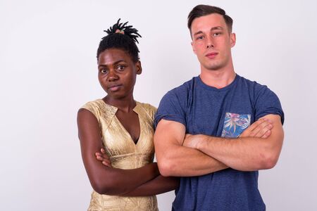 Portrait of young multi ethnic couple togetherの写真素材